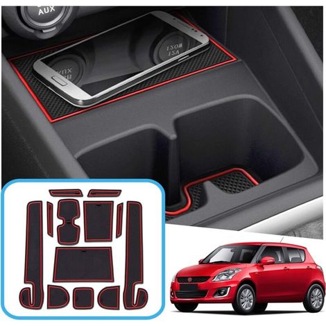 Suzuki Swift/Sport/Hybrid 2017-2021 2022 Antirutschmatten, Gummimatten für Suzuki Swift Mittelkonsolenarmlehne, Getränkehalter, Türdichtung (rot)
