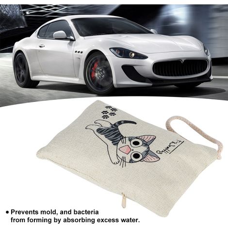 Sachet purificateur d'air au charbon de bambou, motif chat, désodorisant naturel pour intérieur de voiture (2) (1/5)