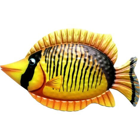Sculpture Murale Poisson Tropical - Décoration Murale pour Jardin Terrasse Intérieur - 1 Pièce (1/3)