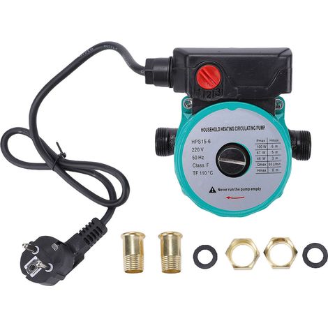 Pompe de recirculation d'eau chaude 65 L/min 46 W 67 W 100 W Circulateur à 3 vitesses 6 m de hauteur NPT 1 po avec adaptateur 3/4 po pour système de chauffage électrique Prise UE 220 V