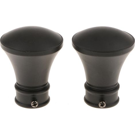 2pcs Rideau Tige Se Termine La Tête Du Poteau De Draperie Pour La Diamètre. 28mm Tige Corne  Noir (1/5)