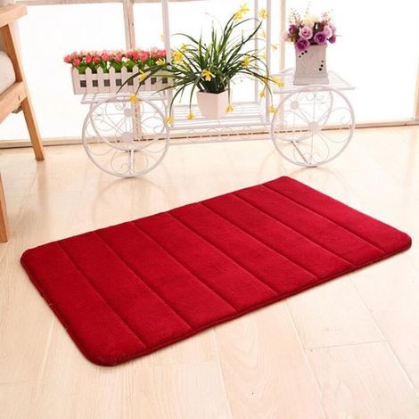 Rouge Tapis en Mousse à mémoire Absorbant Tapis antidérapantes de bain pour Douche Baignoire-Ywey (1/2)