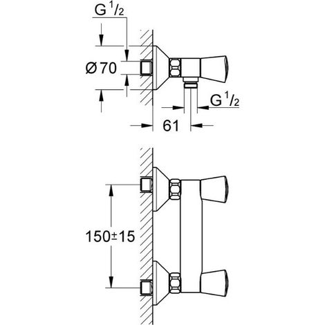 Mélangeur de douche COSTA S entraxe 150 mm bicommande - GROHE - 26317001