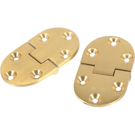 Lot de 2 charnières en laiton pour table pliante, dimensions 6,5 x 3,8 x 0,3 cm, charnières dorées pour meuble et plateau (1/5)