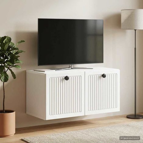 Wandmontierter TV-Schrank Weiß 59,5 x 31 x 30 cm Holzwerkstoff (1/5)
