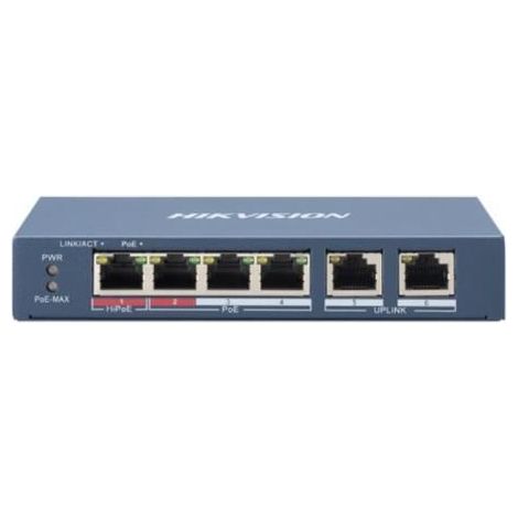 Hikvision DS-3E0106HP-E switch di rete Non gestito Fast Ethernet (10/100) Supporto Power over Ethernet (PoE) Blu (1/6)