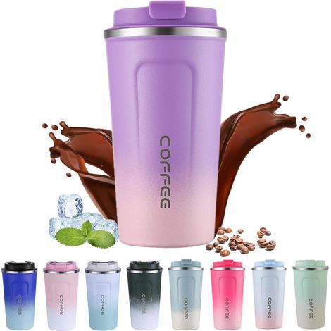 Tasse de voyage isotheme en acie inoxydable 510ml - Tasse à café themique à double paoi avec couvecle étanche, gobelet potable pou boissons chaudes et foides (1/5)