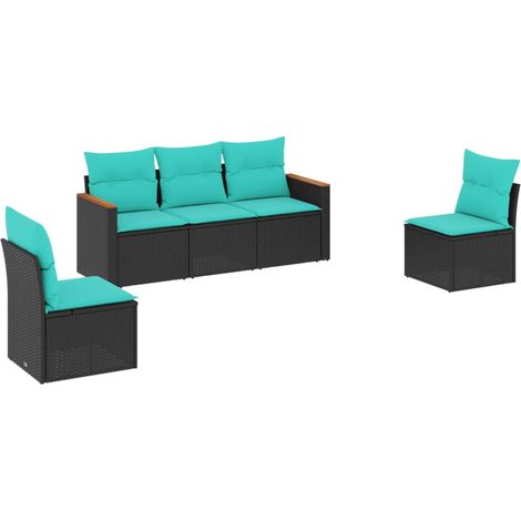 Maison Exclusive - 5-teiliges Gartensofa-Set mit Kissen, schwarze (1/5)