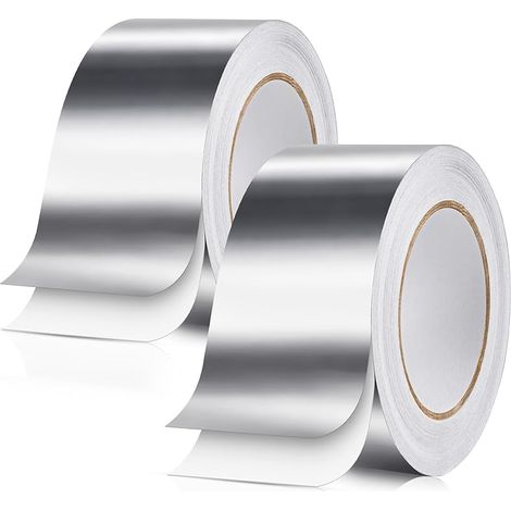 Ruban adhésif en aluminium argenté 75 mm x 50 m, ruban adhésif en aluminium résistant à la chaleur (1/5)