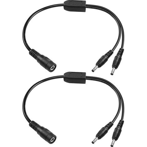 DC Y Splitter Cable 2PCS 12V DC 3.5mm x 1.35mm 1 Femelles vers 2 mâle Câble Adaptateur pour caméra de sécurité CCTV, DVR, HDVD, LED Strip Light(1FT/30CM) (1/5)