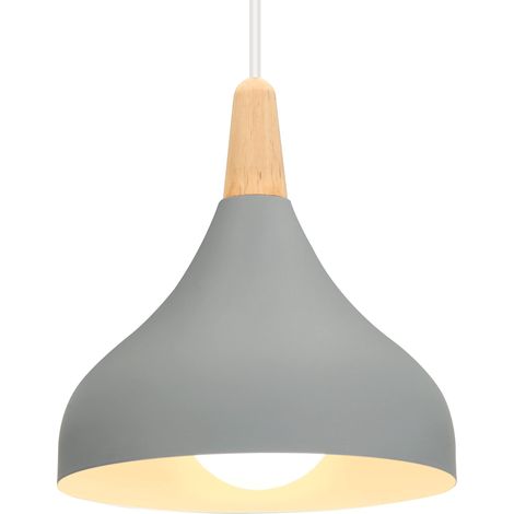 Lustre Suspension Rétro Suspension Luminaire Moderne Style Goutte Chapeau Plafonnier E27 Métal Lampe Suspension pour Chambre Salle à Manger Cuisine, Ø 20CM (Grise 1 Pack) (1/5)