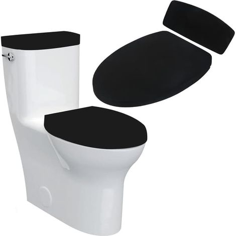 Ecleanfy - Couvercle de réservoir de toilettes avec élastique de fond, housse en tissu pour couvercle de réservoir de toilettes, cache arrière de réservoir de toilettes (1/5)