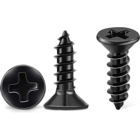100 PCS Vis Inox 18-8 A2 Tête Fraisée Cruciforme PH Ø 4 x 10 mm noire lot de 100 Vis autotaraudeuses, inoxydable Oxyde Noir bricolage vis à bois M4 (1/5)