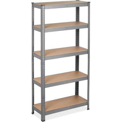 Étagère à Charge Lourde, 5 Niveaux, 150 x 75 x 30 cm, supporte Jusqu'à 875 kg, métal, Cave, Garage, Gris (1/5)