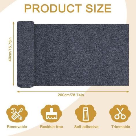 Tapis Griffoir - 200x40cm - Polyester - Auto-adhésif - Protection Canapé Chat (1/4)