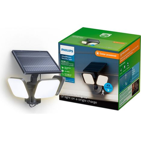 Luz de seguridad solar zyren negra 24,5 w, 4000/50 im, 5000 k