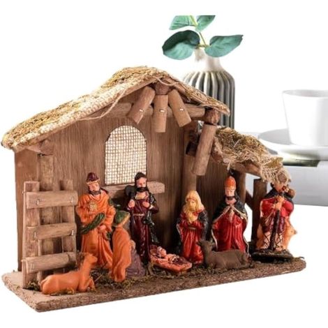 Ensemble Crèche Noël Nativité Décoration de Crèche de Noël et Étable de (1/5)