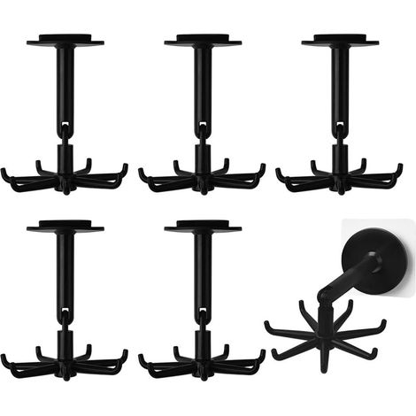 Set di 6 ganci girevoli a 360° per utensili da cucina, non richiedono foratura, ganci autoadesivi, complemento d'arredo multifunzionale per riporre gli utensili da cucina, salvaspazio (1/5)
