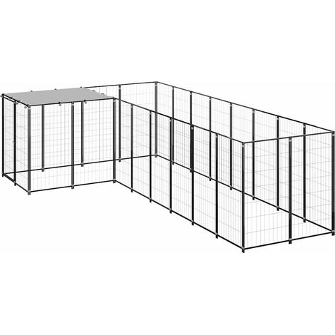Maison Exclusive - Gabbia per Cani Nera 6,05 m² in Acciaio (1/5)