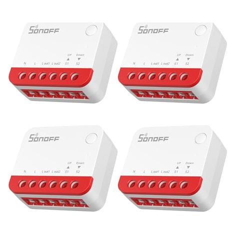 SONOFF Interruptor Zigbee para Persiana enrollable MINI-ZBRBS, Tamaño Mini, Control Porcentual, Repetidor Zigbee, Compatible con Alexa/Google Assistant/Home Assistant, Neutro Requerido, 4 unidades