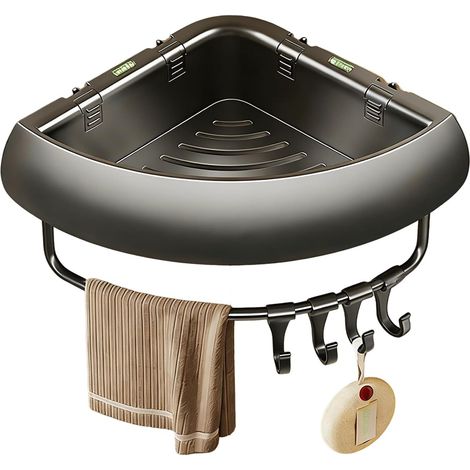Étagère d'angle pour salle de bain Support rangement triangulaire , antirouille , sans perçage , ave (1/5)