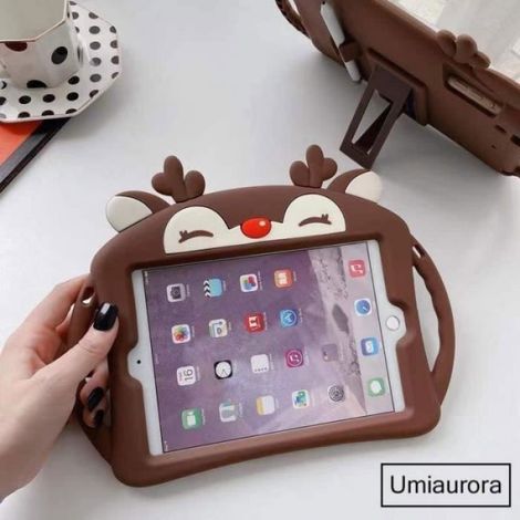 Coque Silicone - Support Intégré Pour iPad Mini 1 2 3 - Pour Enfants - Marron (1/4)