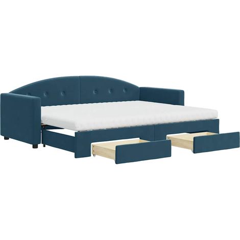 Maison Exclusive - Lit de jour avec gigogne et tiroirs bleu 80x200 cm velours (1/5)