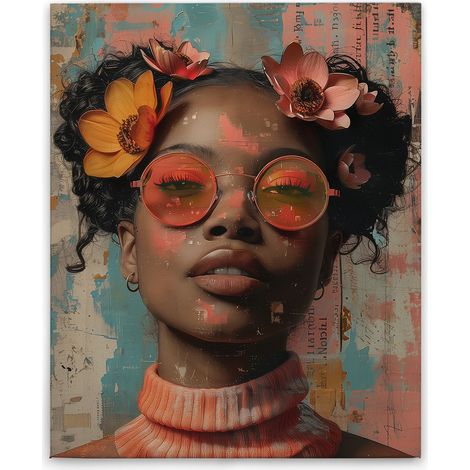 Leinwandbild Flowergirl M1-No.52266 - Kunstdruck auf Leinwand in Bunt Beige - Wandbild 40 x 50 cm (1/5)