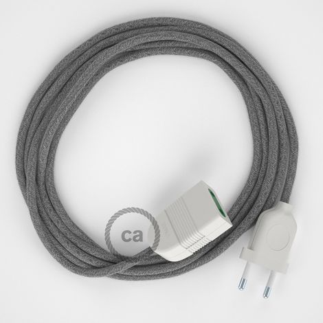 creative cables -  Prolunga elettrica con cavo in lino grigio 2P 10A Made in Italy (1/5)