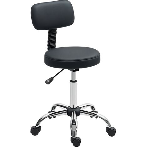 Tabouret pivotant, dossier et roulettes chaise réglable pour salons de beauté Studio de tatouage 46x51x78-93 cm
