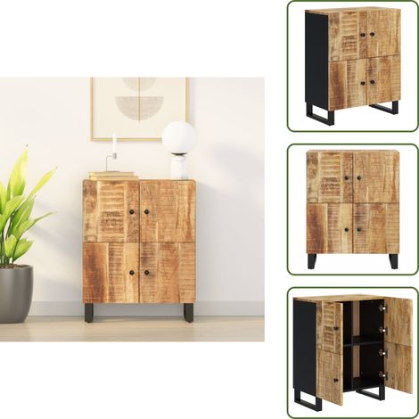 Sideboard mit 4 Türen 60x33x75 cm Massivholz Mango - Mangoholz Sideboard - Wohnzimmermöbel - Regal - Sideboard Mit Schubladen - Schreibtisch (1/5)