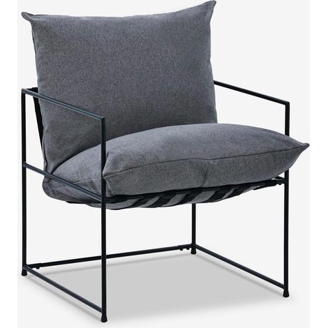 Sillón de diseño moderno en tela estilo minimalista de metal color negro Alaska - Gris Oscuro (1/5)