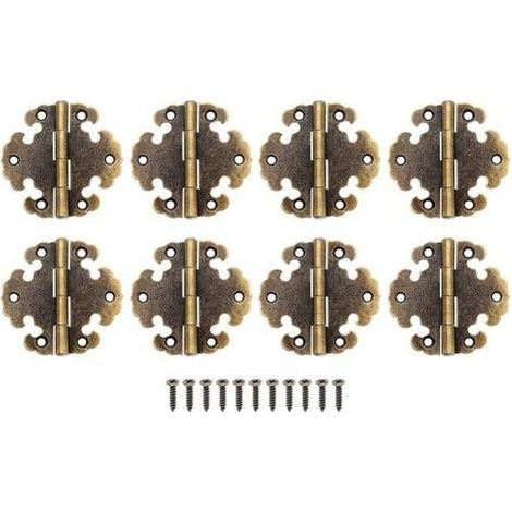 8pcs Vintage Extérieur Charnière Bronze Antique Mini Charnières Décoratives Charnières Rétro Accessoires pour Meubles de Porte d'armoire à la Maison (1/5)