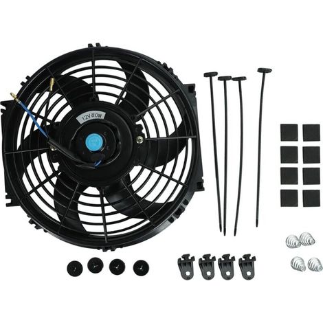 10 Zoll 12V 80W Universal-Elektrolüfter für Heizkörper, schlanker Lüfter mit Druck-, Zug- und Faltmotor