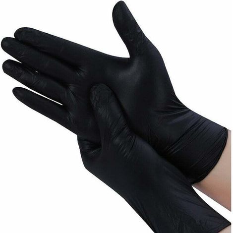 Gants nitrile taille M (100 unités), Gants nitrile jetables, Gants nitrile noirs, Gants jetables noirs, Gants nitrile (taille S, SANS LATEX)