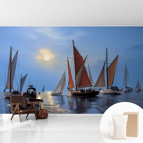 Fototapete Vliestapete mit Kleber - modern Wohnzimmer - Wanddekoration - einfach anzubringen Segelabenteuer 416x254 cm