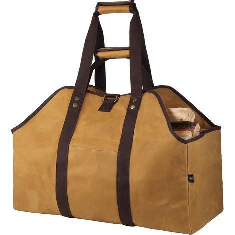 Porte-bûches en toile imperméable extra large pour intérieur avec bandoulière et poignées supérieures contenant un coussin de répartition du poids pour un transport facile, jaune, Classique (1/5)