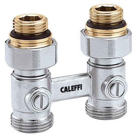 Caleffi – Bloc-vanne double tube pour radiateur G 1/2" AG – Raccordement G 3/4" AG – Pression 10 bar – Plage 5-100 °C (1/2)
