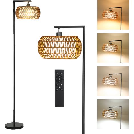 Lampadaire sur pied salon - HOMCOM - dimmable, 3 températures de couleur, télécommande - acier et tissu TC - 52x33x170cm - noir
