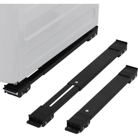 Roulettes robustes pour appareils électroménagers, support extensible pour machine à laver, roulettes pour meubles, noires, 2 pièces. (1/5)