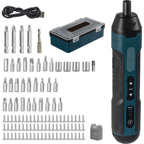 Ensemble de 105 tournevis électriques sans fil 3,6 V 5 Nm rechargeables par USB avec lumière LED et réglage du couple à 4 niveaux pour l'installation d'instruments à domicile (1/5)