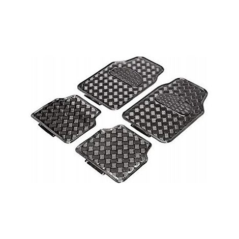 Set di tappetini metallizzati, colore alluminio carbonio/PVC
