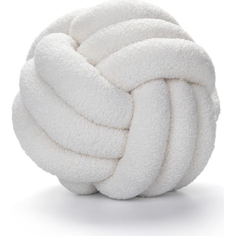 Almohada de nudo, 2 piezas - Cojín decorativo redondo de 23 cm, funda de cojín de terciopelo tejida a mano para sala de estar y dormitorio, beige, 23 cm (1/2)