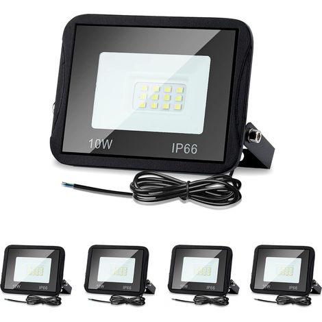Projecteurs d'extérieur à LED 5x 10W, Spot super lumineux 900LM, extérieur étanches IP66, blanc chaud 3000K, éclairage mural pour stade, terrain de sport, cour, décoration de jardin (1/5)
