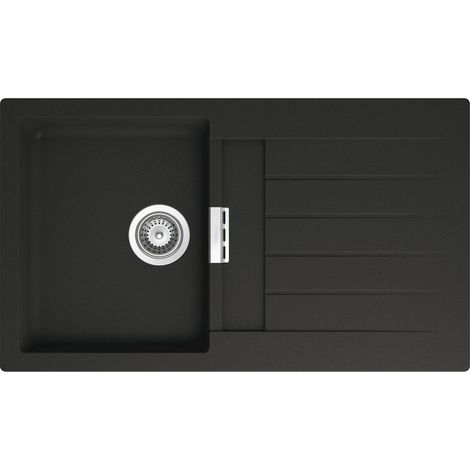 Fregadero reversible de 1 cubeta de QUARZEX® OSLO - ROCA Color: Negro - Medidas: 860x500x200 mm (1/2)