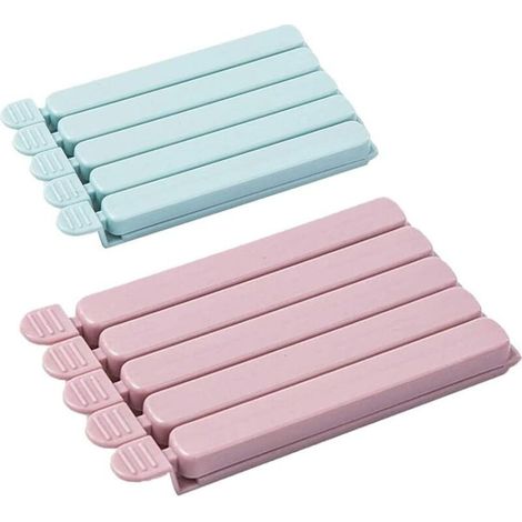 Alimentaire D'étanchéité Clips, 10Pcs Clip Fermeture Sachet avec 2 Tailles, Clip Fermeture Cuisine, Clips Sachet, Clip Fermeture Sac, Sealing Clips pour Emballage Cuisine Snack (1/5)