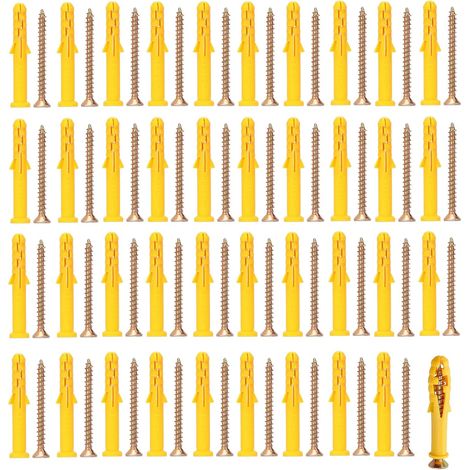 Lot de 40 Chevilles, Vis M8 x 60 mm, Polypropylène et Acier, Fixation Murale Lourd (1/5)