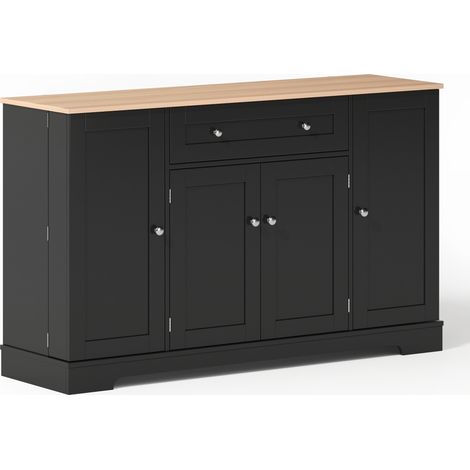 Buffet de cuisine multifonctionnel 138 cm avec tiroir, portes étagères réglables et dispositif anti-basculement (1/5)