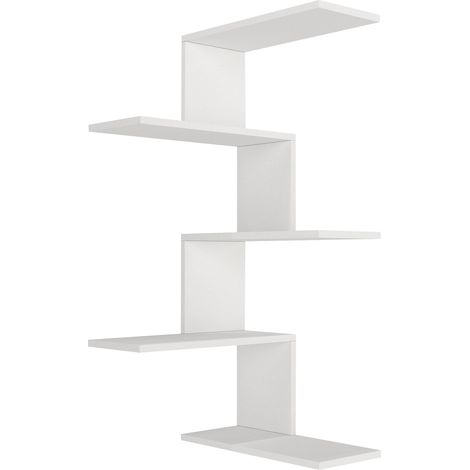 Mensola angolare in legno "Caniko" - 51 x 29 x 109 cm - Bianco (1/4)