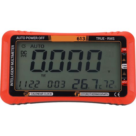 Multimètre numérique testeur de tension AC DC, courant, résistance, continuité, condensateur, calendrier, thermomètre et hygromètre (1/5)
